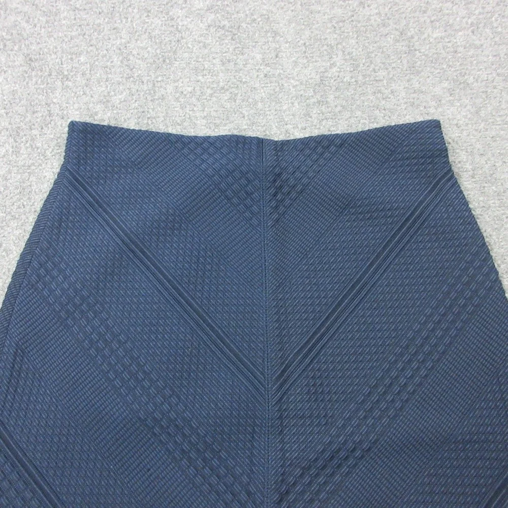 Tory Burch Skirt Womens Small Navy Blue Geometric Knit Pencil Stretch Career